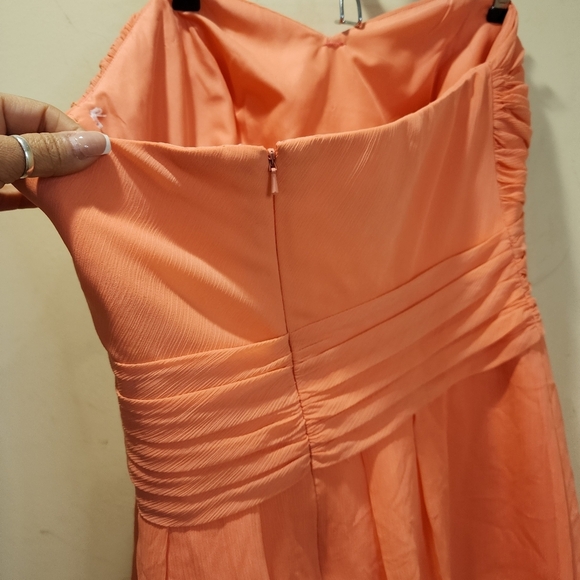Elegant Coral Strapless Dress - Picture 6 of 9
